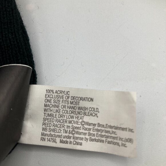 VINTAGE SPEED RACER BLACK KNIT BEANIE CAP HAT RACING FLAMES 5 - Picture 6 of 7